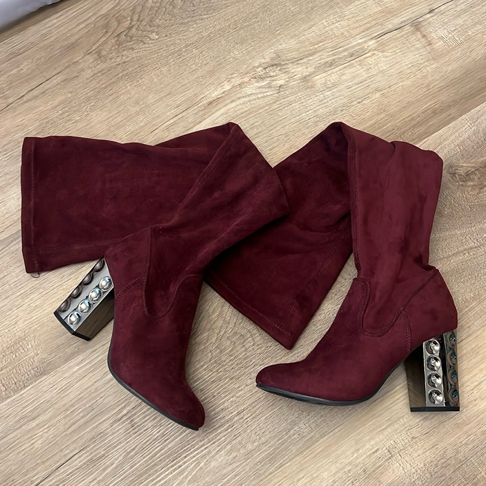 Knee high wine boots